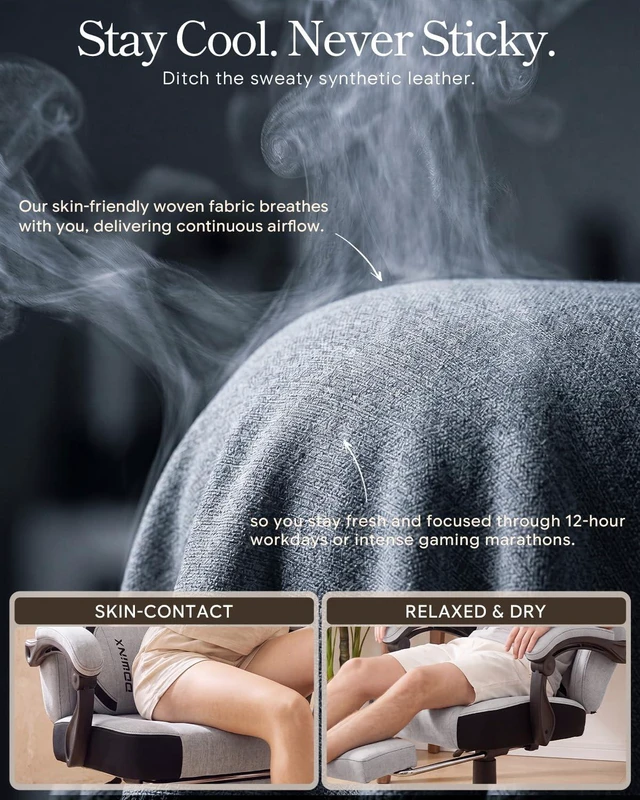 Alt view image 7 of 7 - Big and Tall Gaming Chair with Footrest, Light Gray