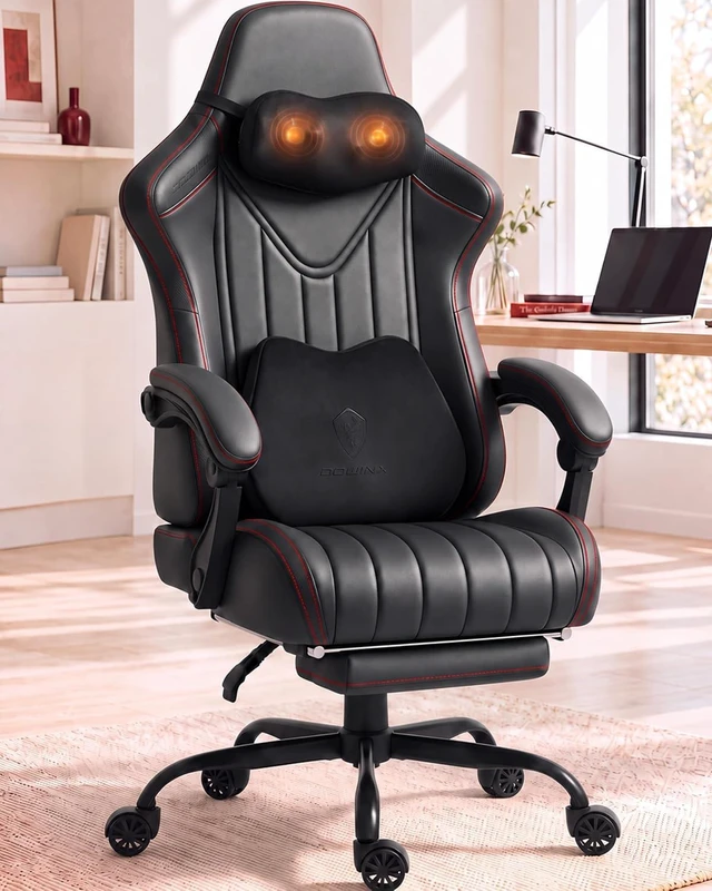 Main image of Ergonomic Gaming Chair for Adults with Massage Neck Support, Black