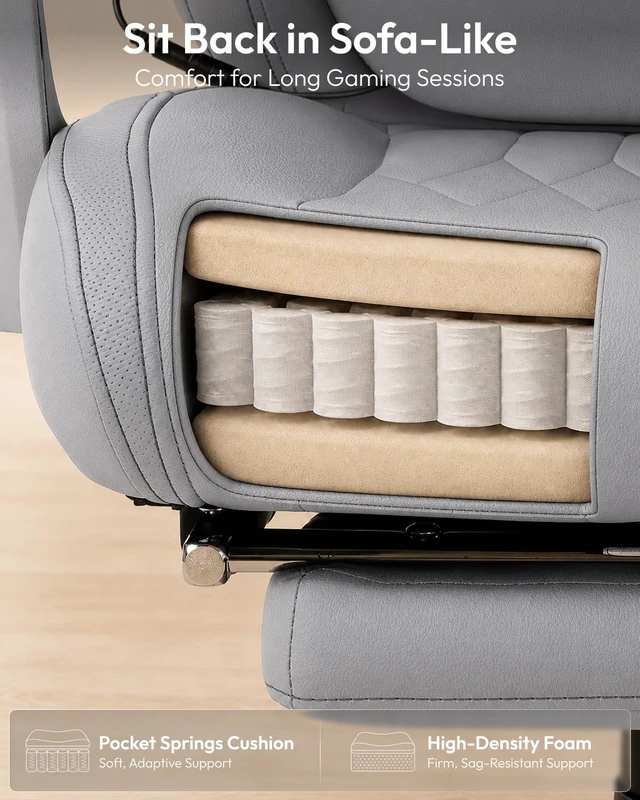 Alt view image 5 of 7 - Ergonomic Gaming Chair for Adults with Massage Neck Support, Grey