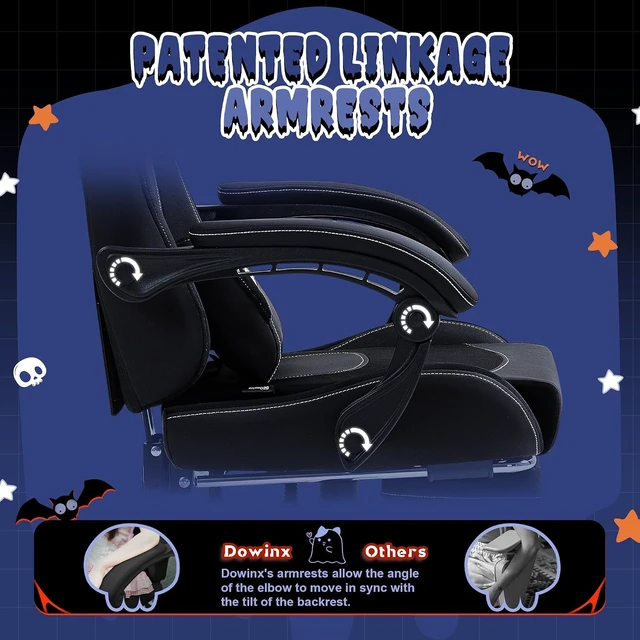 Alt view image 5 of 7 - Gaming Chair with Cat Ears and Massage Lumbar Support, Ergonomic Computer Chair with Footrest and Headrest, Comfortable Reclining Game Chair 290lbs for Adults, Black
