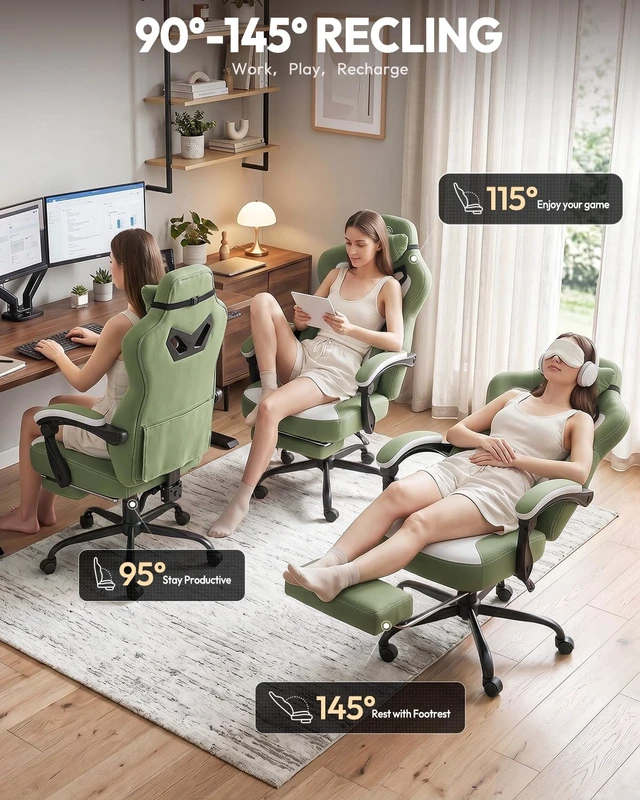 Alt view image 7 of 7 - Big and Tall Gaming Chair for Adults with Footrest, Massage Lumbar