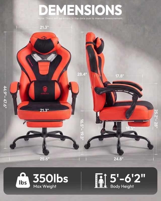 Alt view image 3 of 7 - Big and Tall Gaming Chair for Adults with Footrest, Massage Lumbar
