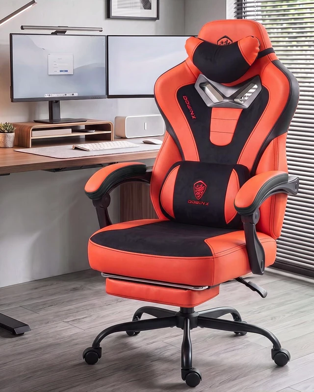 Alt view image 2 of 7 - Big and Tall Gaming Chair for Adults with Footrest, Massage Lumbar