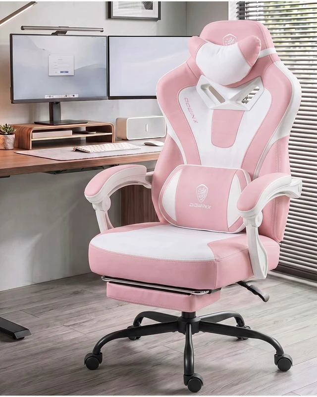 Alt view image 2 of 7 - Big and Tall Gaming Chair for Adults with Footrest, Massage Lumbar