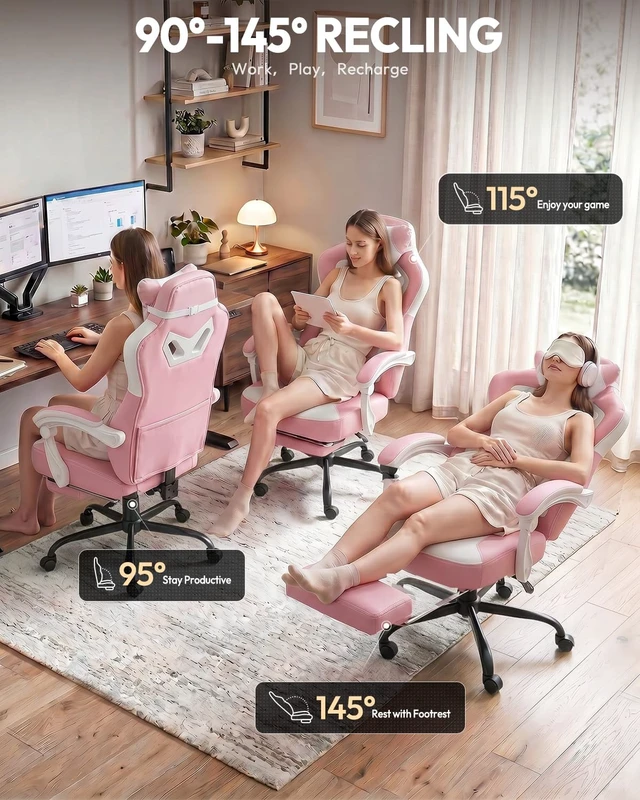 Alt view image 7 of 7 - Big and Tall Gaming Chair for Adults with Footrest, Massage Lumbar