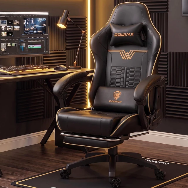 Main image of Big and Tall Gaming Chair with Footrest and Massage Lumbar Pillow