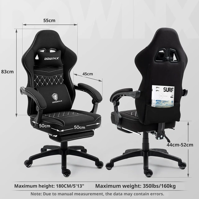 Alt view image 3 of 7 - Gaming Chair Breathable Fabric Game Chair with Gel Pad and Storage Bag, Comfortable Gamer Chair with Pocket Spring Cushion,Ergonomic Computer Chair with Footrest,Black