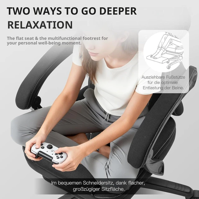Alt view image 4 of 7 - Gaming Chair Breathable Fabric Game Chair with Gel Pad and Storage Bag, Comfortable Gamer Chair with Pocket Spring Cushion,Ergonomic Computer Chair with Footrest,Black