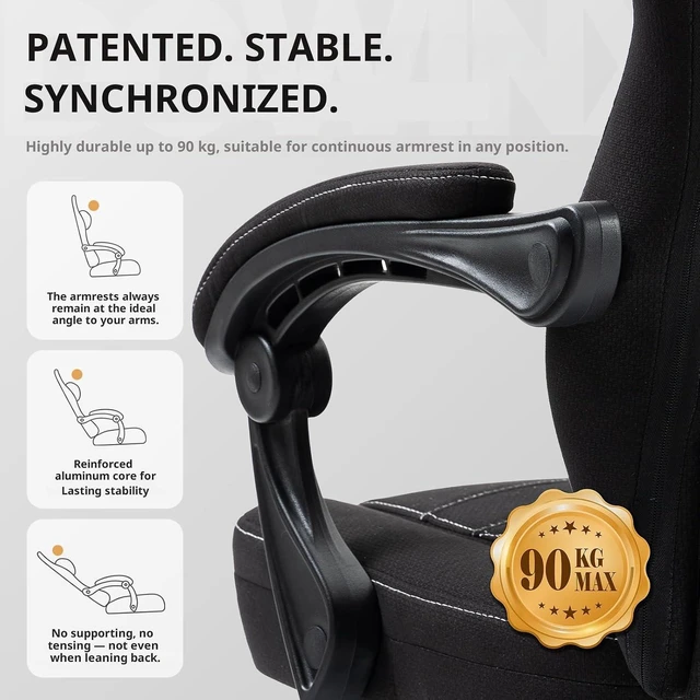 Alt view image 6 of 7 - Gaming Chair Breathable Fabric Game Chair with Gel Pad and Storage Bag, Comfortable Gamer Chair with Pocket Spring Cushion,Ergonomic Computer Chair with Footrest,Black
