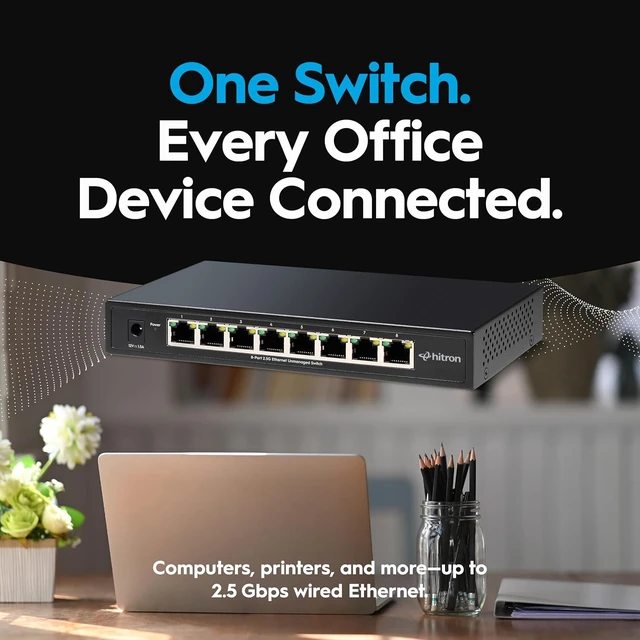 Alt view image 3 of 7 - 8-Port 2.5G Ethernet Switch (APEX2008) 160Gbps Unmanaged Multi-Gig Network Switch, Fanless Silent Plug & Play Setup, Wall-Mountable Metal Housing for Home, Office & Gaming