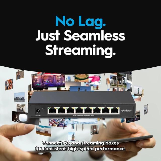 Alt view image 7 of 7 - 8-Port 2.5G Ethernet Switch (APEX2008) 160Gbps Unmanaged Multi-Gig Network Switch, Fanless Silent Plug & Play Setup, Wall-Mountable Metal Housing for Home, Office & Gaming