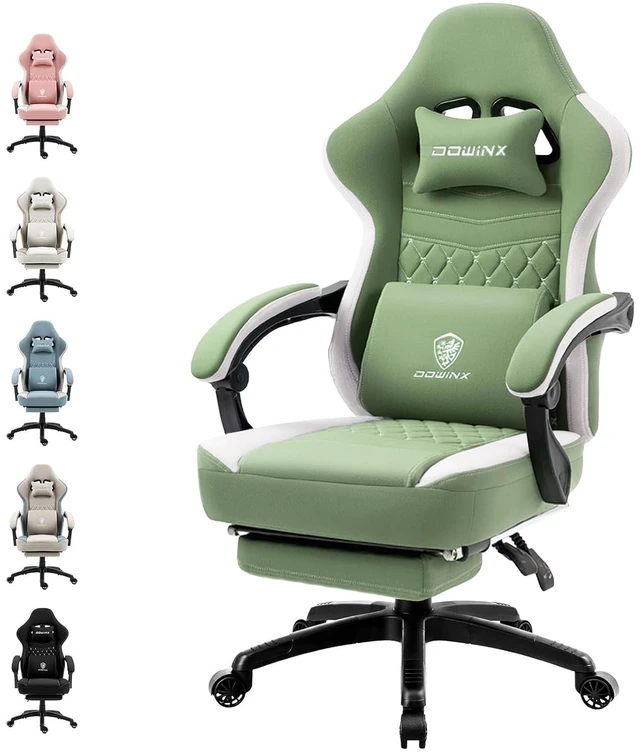 Main image of Gaming Chair Breathable Fabric Game Chair with Gel Pad and Storage Bag, Comfortable Gamer Chair with Pocket Spring Cushion,Ergonomic Computer Chair with Footrest,Green