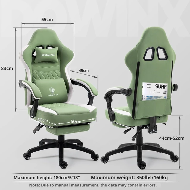Alt view image 3 of 7 - Gaming Chair Breathable Fabric Game Chair with Gel Pad and Storage Bag, Comfortable Gamer Chair with Pocket Spring Cushion,Ergonomic Computer Chair with Footrest,Green