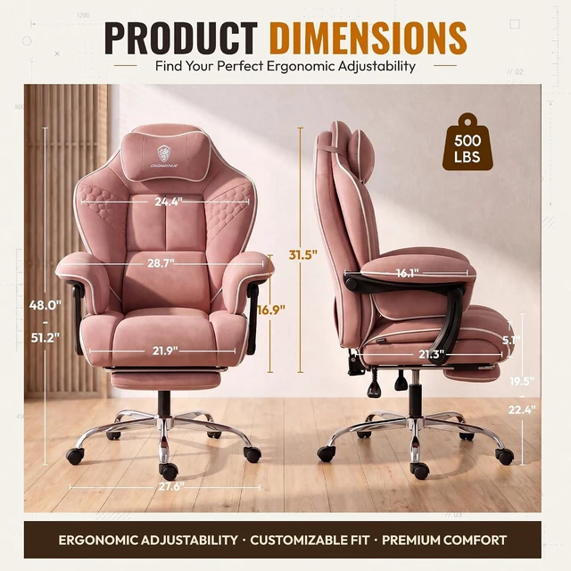 Alt view image 3 of 7 - Big and Tall Gaming Chair with Footrest for Home Office 500LBS