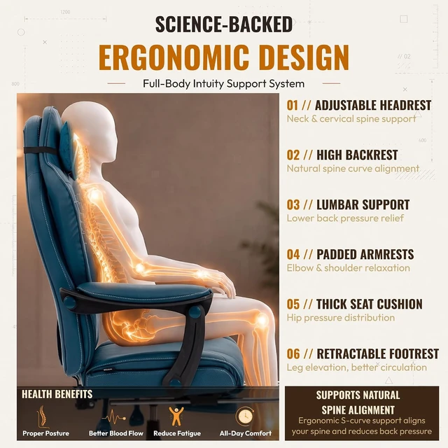 Alt view image 6 of 7 - Big and Tall Gaming Chair with Footrest for Home Office 500LBS