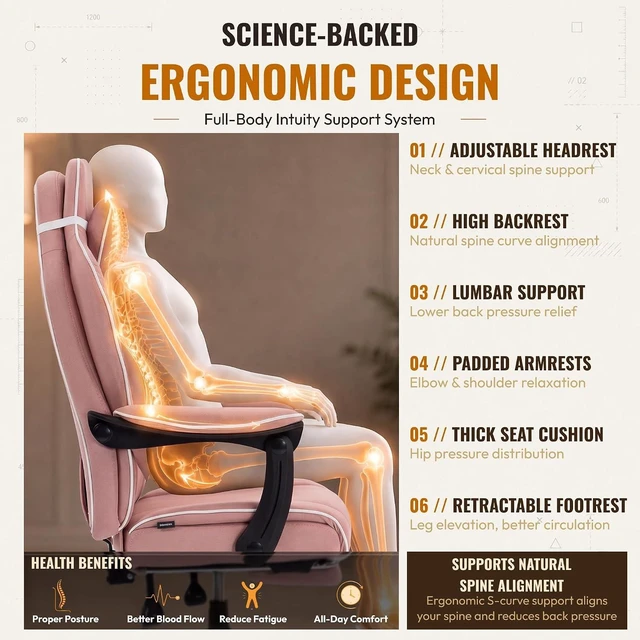Alt view image 6 of 7 - Big and Tall Gaming Chair with Footrest for Home Office 500LBS
