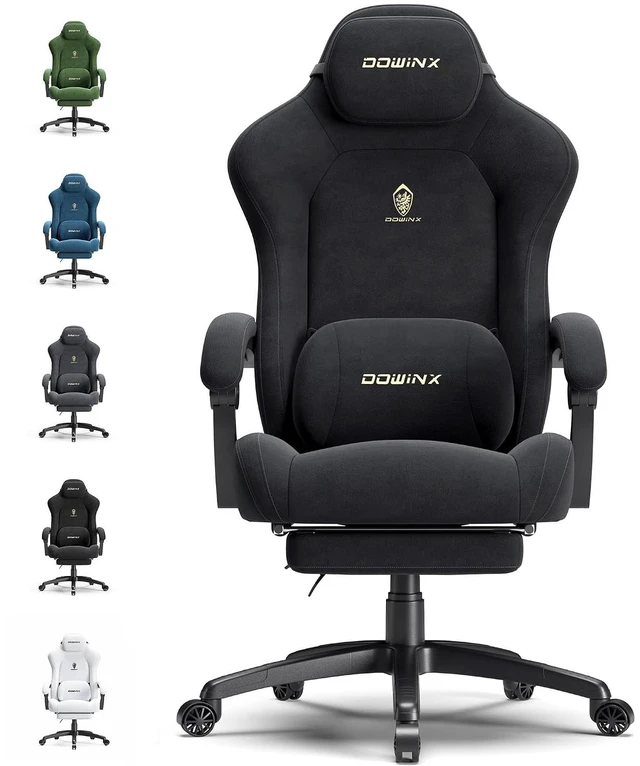 Main image of Big and Tall Gaming Chair, Suede Fabric Game Chair with Pocket Spring Cushion, High Back Gamer Chair Ergonomic with Footrest for Adults Office, 440LBS, Black