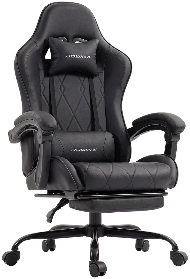 Main image of Gaming Chair with Footrest, Ergonomic Office Chair, Black
