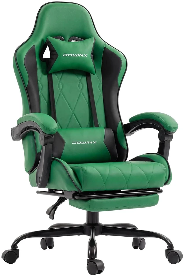 Main image of Gaming Chair with Footrest, Ergonomic Office Chair, Green