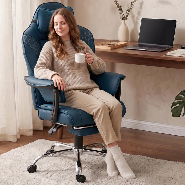 Alt view image 2 of 7 - Big and Tall Gaming Chair with Footrest for Home Office 500LBS