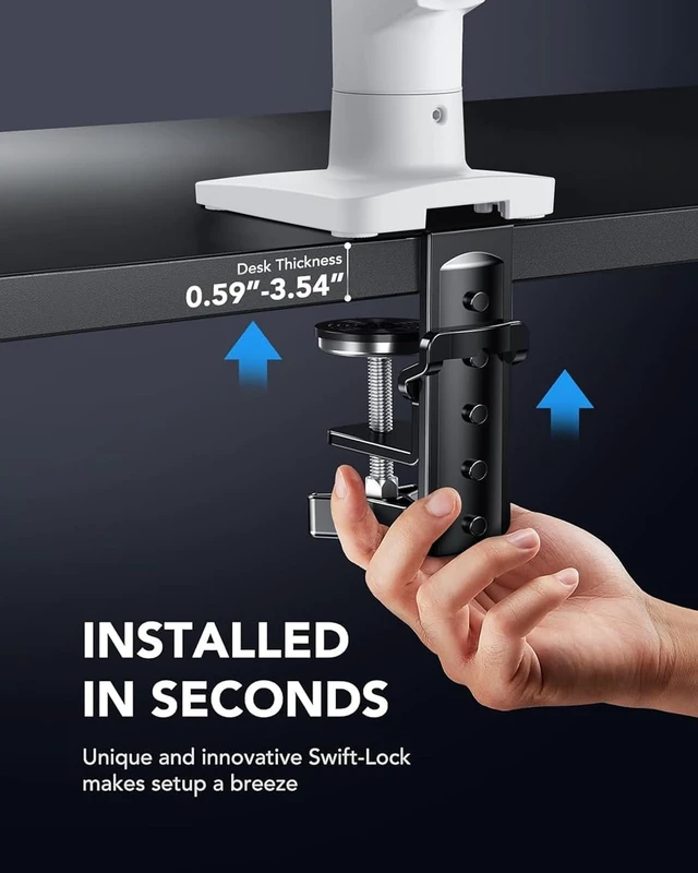 Alt view image 5 of 6 - Single Monitor Mount, 13 to 32 Inch Gas Spring Monitor Arm, Adjustable Stand, Vesa Mount with Clamp and Grommet Base - Fits 4.4 to 19.8lbs LCD Computer Monitors