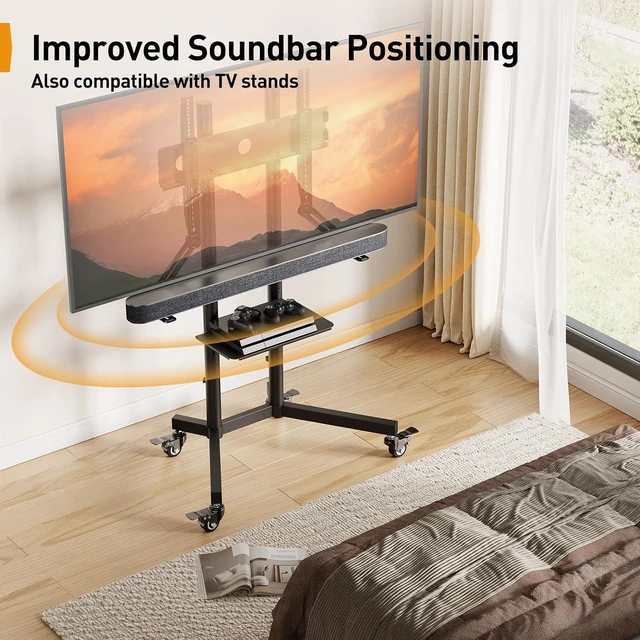 Alt view image 7 of 7 - Soundbar Mount with Adjustable Height, Sound bar Mount up to 15 lbs, Soundbar Mount Under or Above TV, Soundbar tv Mount Bracket with Detachable Long Extension Plates PGSM04B