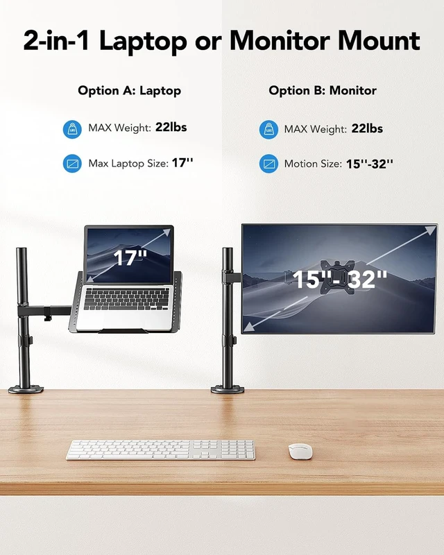 Alt view image 2 of 7 - Laptop Desk Mount - 17' to 32' Monitor Arm
