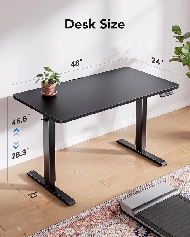 Alt view image 3 of 6 - 48x23 Inch Electric Standing Desk, Adjustable, Black