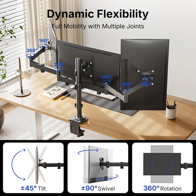 Alt view image 5 of 7 - Triple Monitor Mount for 13-27 Inch Screens