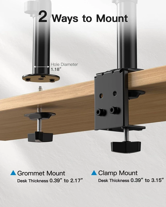 Alt view image 7 of 7 - Dual Monitor Mount for 2 Monitors up to 32 inches, Heavy Duty Dual Monitor Stand Holds up to17.6lbs, Dual Monitor Arm with Height Adjustable Tilt Swive Rotate, VESA Hole 75mm or 100mm