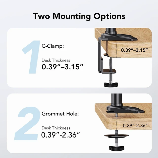 Alt view image 6 of 7 - Dual Monitor and Laptop Mount for Max 32 Monitor and 17 Laptop, Adjustable Arm with Tilt, Swivel and Rotation, Dual Monitor and Notebook Stand with VESA Bracket 75/100 mm