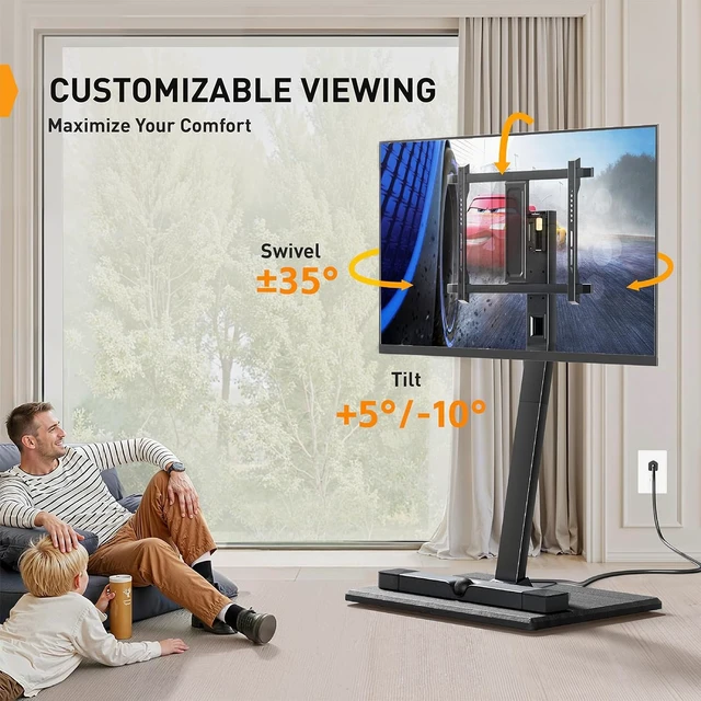 Alt view image 4 of 7 - Rolling TV Stand with Power Outlet for 3270 inch TVs