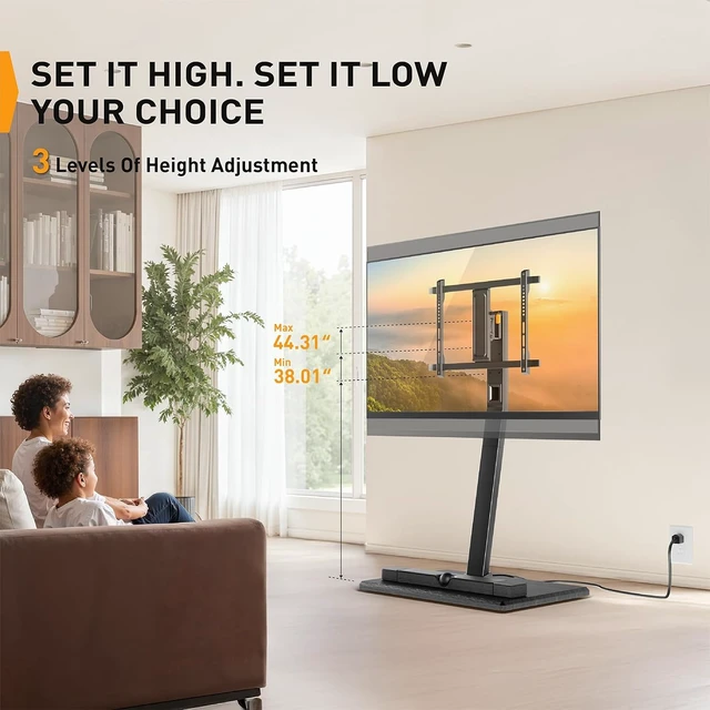 Alt view image 5 of 7 - Rolling TV Stand with Power Outlet for 3270 inch TVs
