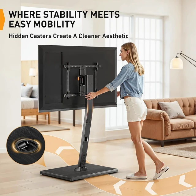 Alt view image 2 of 7 - Rolling TV Stand with Power Outlet for 3270 inch TVs