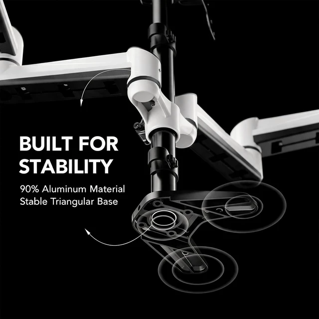 Alt view image 4 of 7 - Triple Monitor Stand - Full Motion Articulating Monitor Mount Fit Three 17 to 32 inch LCD Computer Screens with Clamp, Grommet Kit