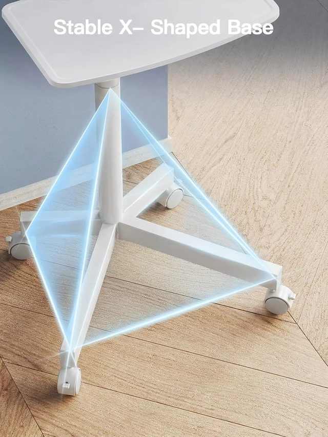 Alt view image 5 of 7 - Rolling White TV Stand for 2365 Inch TVs up to 99 lbs, Portable TV Stand on Wheels with Height Adjustable Shelf, Outdoor Mobile White TV Cart for Bedroom, Max VESA 400x400mm, PSTVMC04W