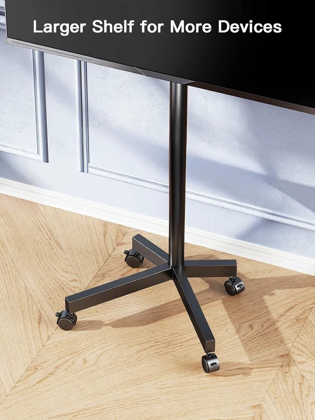 Alt view image 6 of 7 - Rolling TV Stand for 2362 Inch TVs, Outdoor Mobile TV Cart Holds up to 99 lbs, Portable TV Stand on Wheels for Bedroom and Living Room, Max VESA 400x400mm, PSTVMC04B-B