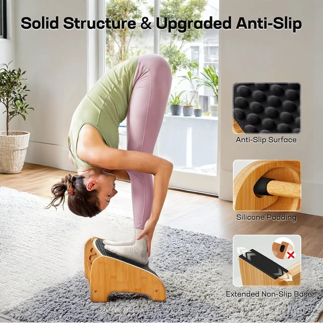 Alt view image 6 of 7 - Bamboo Under Desk Footrest with 4 Heights and Massage Texture