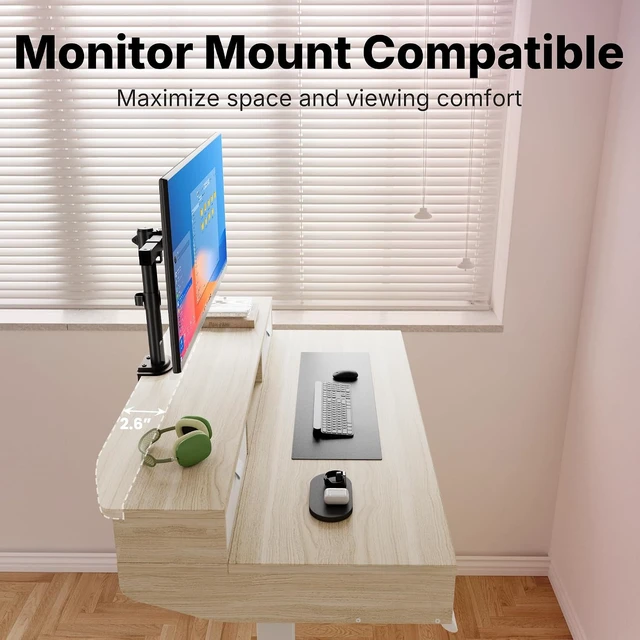 Alt view image 4 of 7 - 40 x 24 Inch Electric Standing Desk with 4 Drawers, Natural