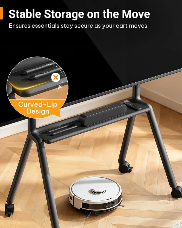 Alt view image 6 of 7 - Rolling TV Stand for 4290 TVs up to 220 lbs, Four Leg Heavy Duty TV Stand with Lockable Wheels, Outdoor Height Adjustable Mobile TV Cart with Anti-Drop Shelf, Max VESA 800x600mm, PGTVC45B