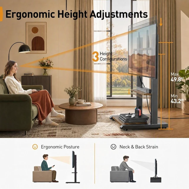 Alt view image 4 of 7 - Floor TV Stand with Power Strip for 50110 inch TVs up to 250 lbs