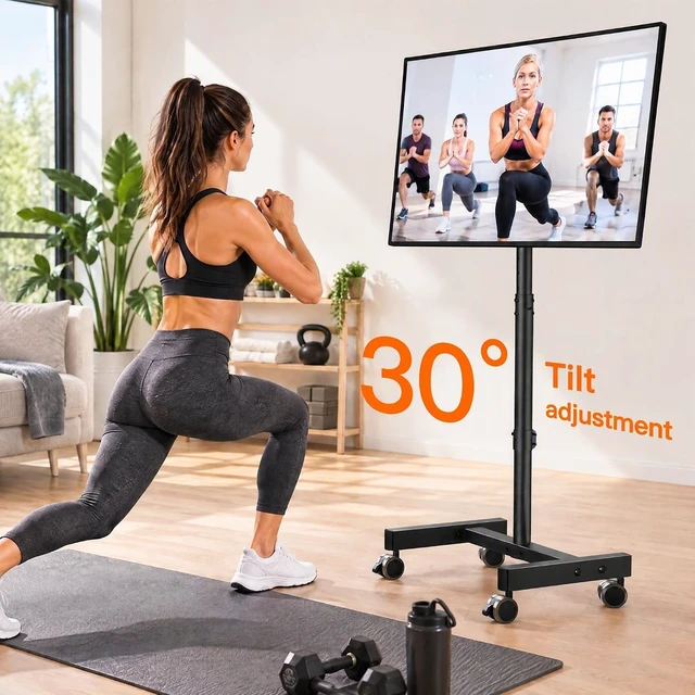Alt view image 3 of 7 - Rolling TV Stand for 13-50 inch & 30° Tilt TVs Holds 44lbs