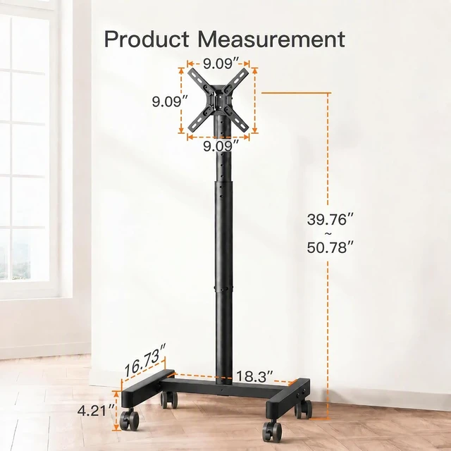 Alt view image 5 of 7 - Rolling TV Stand for 13-50 inch & 30° Tilt TVs Holds 44lbs