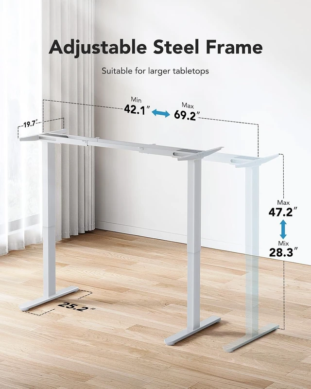 Alt view image 3 of 7 - Dual Motor Electric Standing Desk Frame, 265 lb Capacity, Black