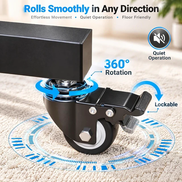 Alt view image 6 of 7 - Rolling TV Stand on Wheels for 32-83 Inch Screens up to 110lbs, Mobile TV Cart Height Adjustable Portable Outdoor TV Stand Tilt Rolling TV Cart with Shelf Max VESA 600x400mm PSTVMC03