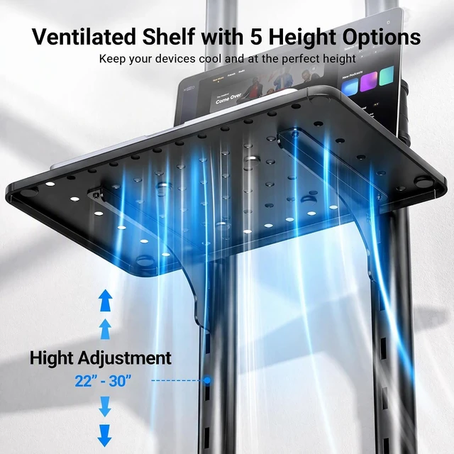 Alt view image 7 of 7 - Rolling TV Stand on Wheels for 32-83 Inch Screens up to 110lbs, Mobile TV Cart Height Adjustable Portable Outdoor TV Stand Tilt Rolling TV Cart with Shelf Max VESA 600x400mm PSTVMC03