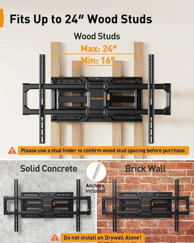Alt view image 3 of 7 - Full Motion TV Wall Mount for 42100 Inch Large TVs up to 200 lbs
