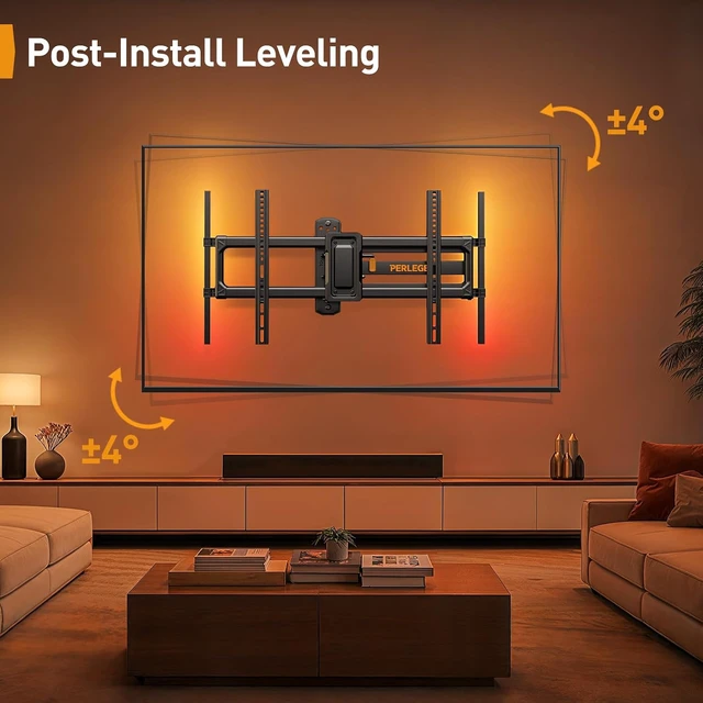 Alt view image 7 of 7 - Corner TV Wall Mount Long Arm with LED Backlight for 39-75" TVs