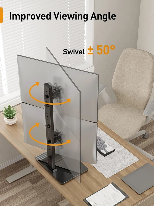 Alt view image 5 of 7 - Dual Vertical Monitor Stand for 1340 inch Screens up to 44 lbs