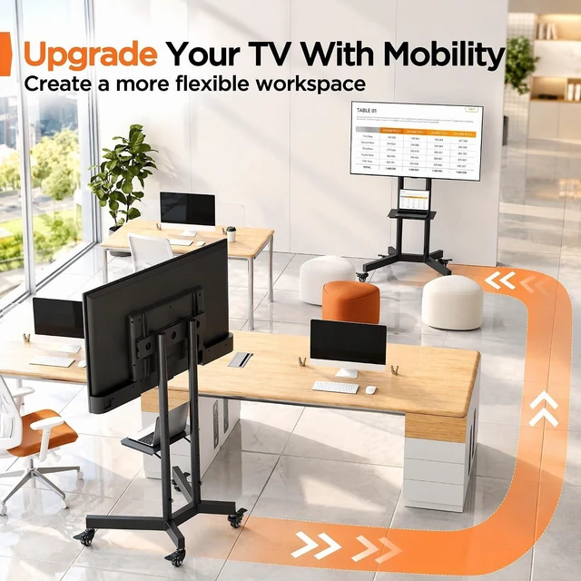 Alt view image 3 of 7 - Rolling TV Stand for 32-85 Inch Screens up to 154 lbs